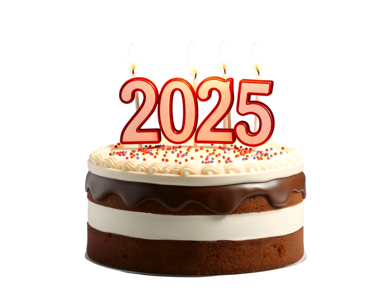 A chocolate cake with the number 2025 on it png