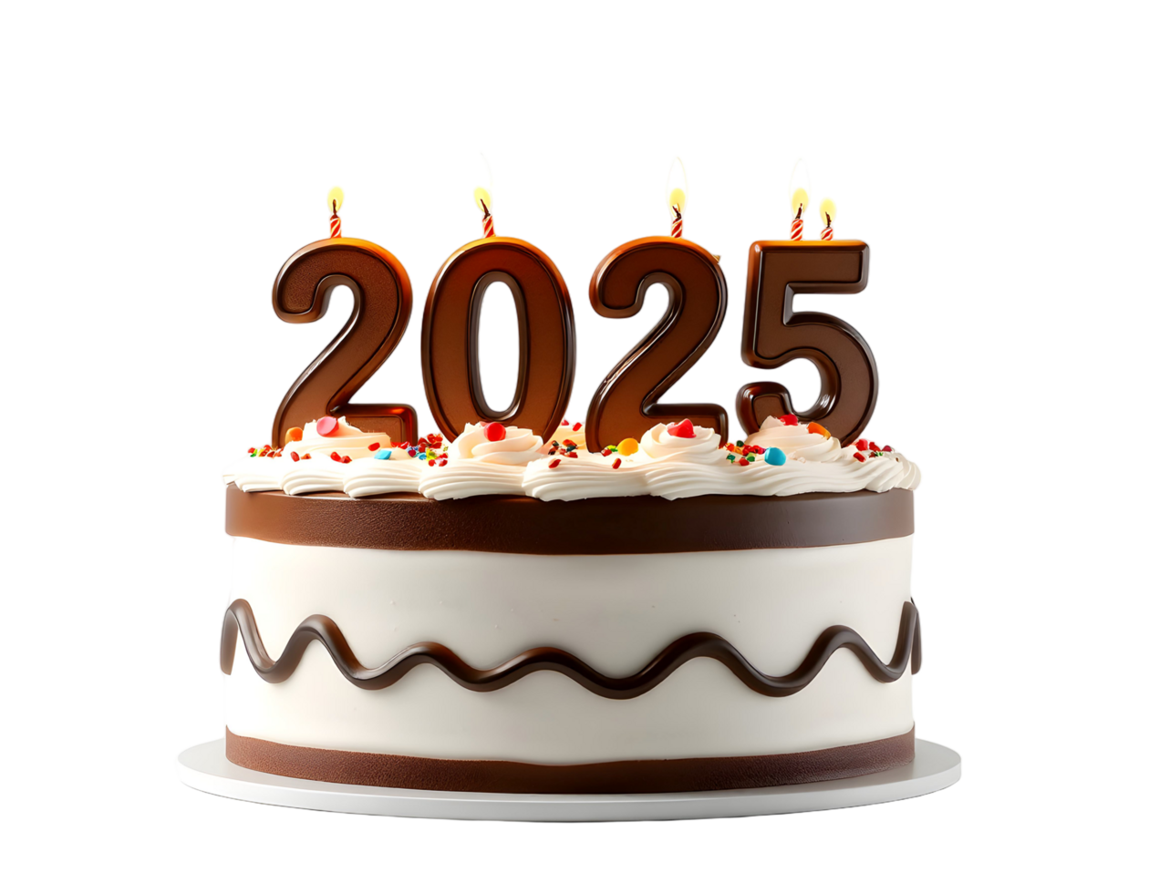 A chocolate cake with the number 2025 on it png