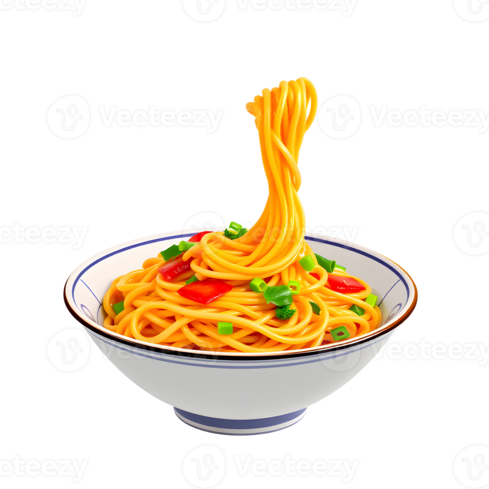 A bowl of noodles with noodles and vegetables png