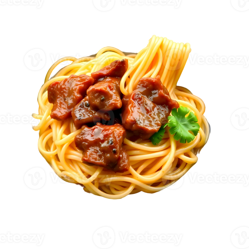 Spaghetti with meat and sauce on a black background png