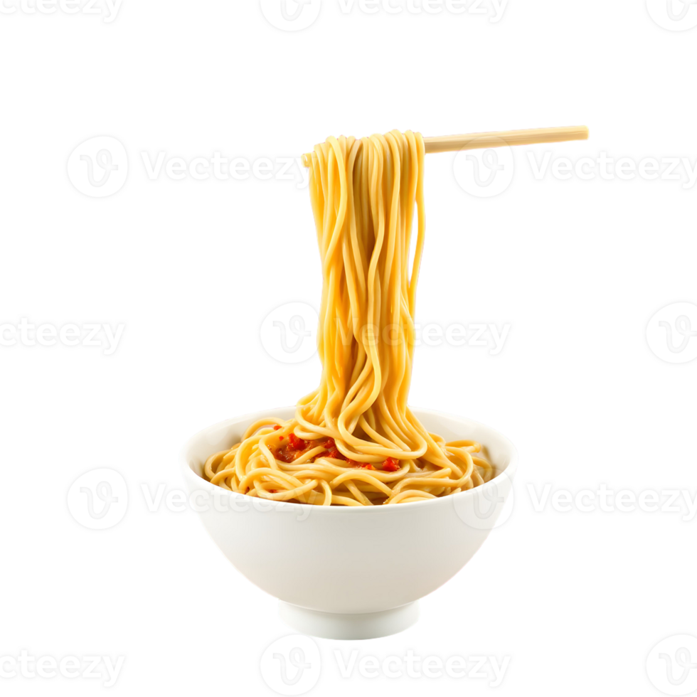 A bowl of noodles with chopsticks on top png