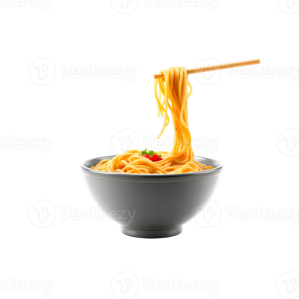 A bowl of noodles with chopsticks on top png