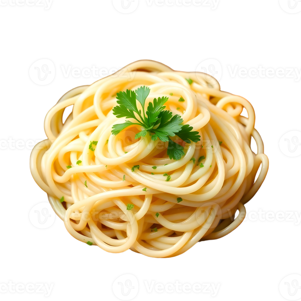 A pile of spaghetti with parsley on top png