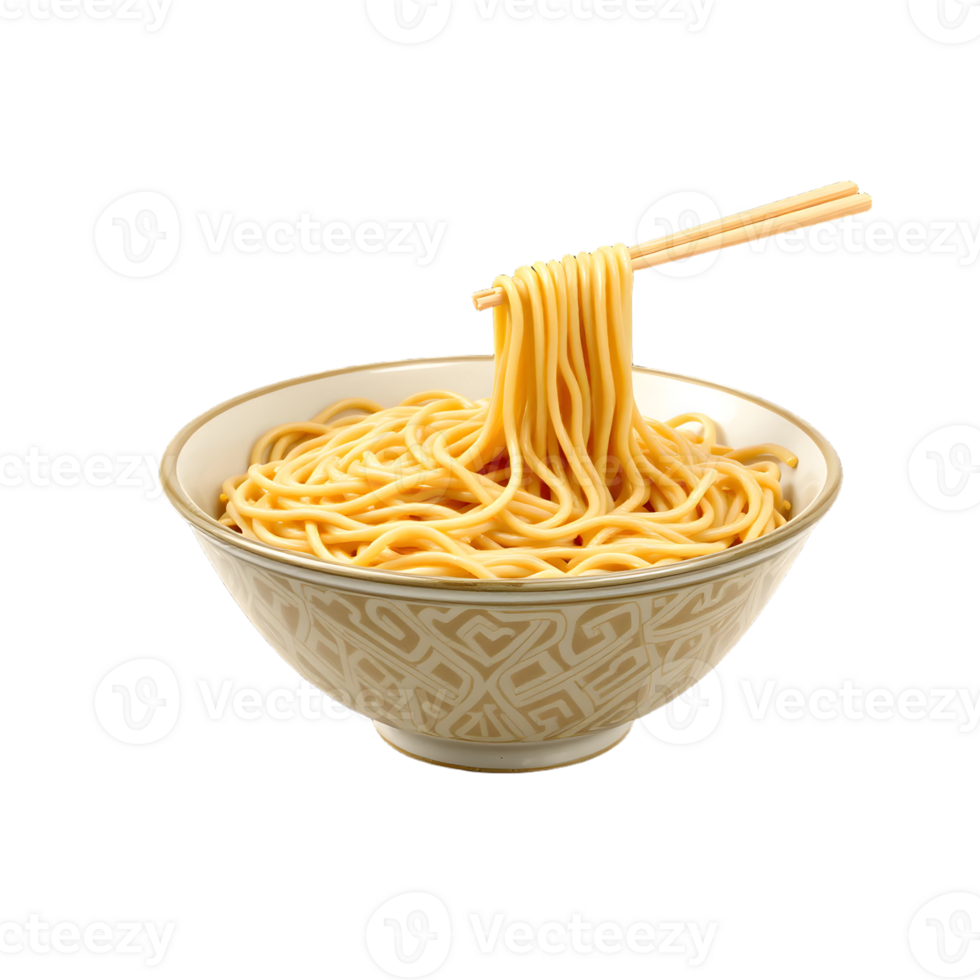 A bowl of noodles with chopsticks on a black background png