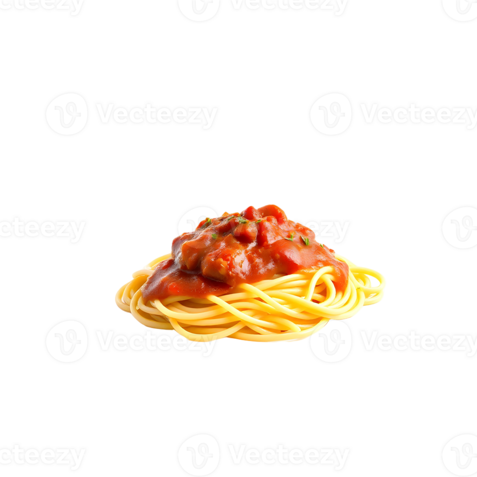 Spaghetti with tomato sauce on black background png