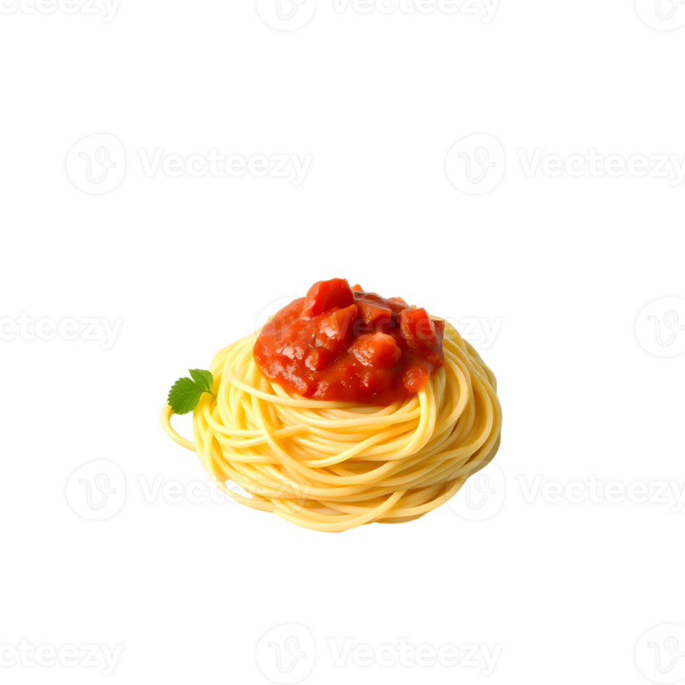 Spaghetti with tomato sauce on a black background png