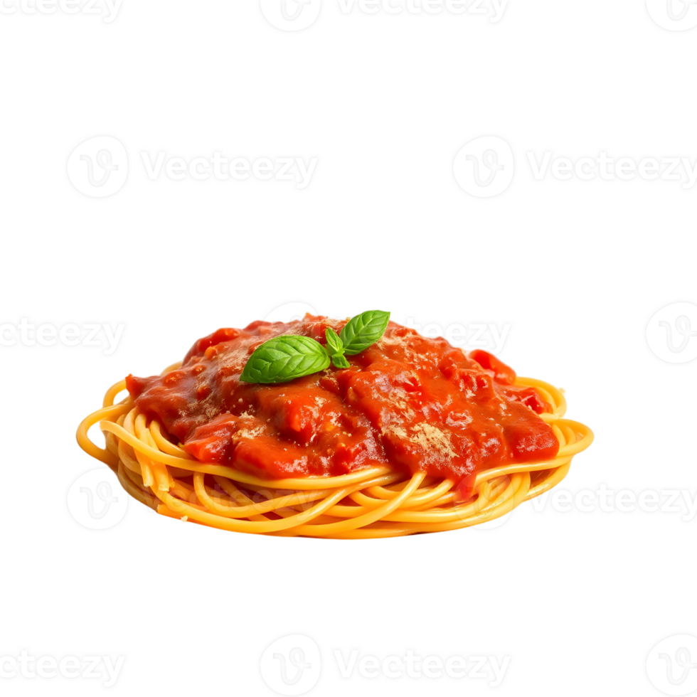 Spaghetti with tomato sauce and basil png