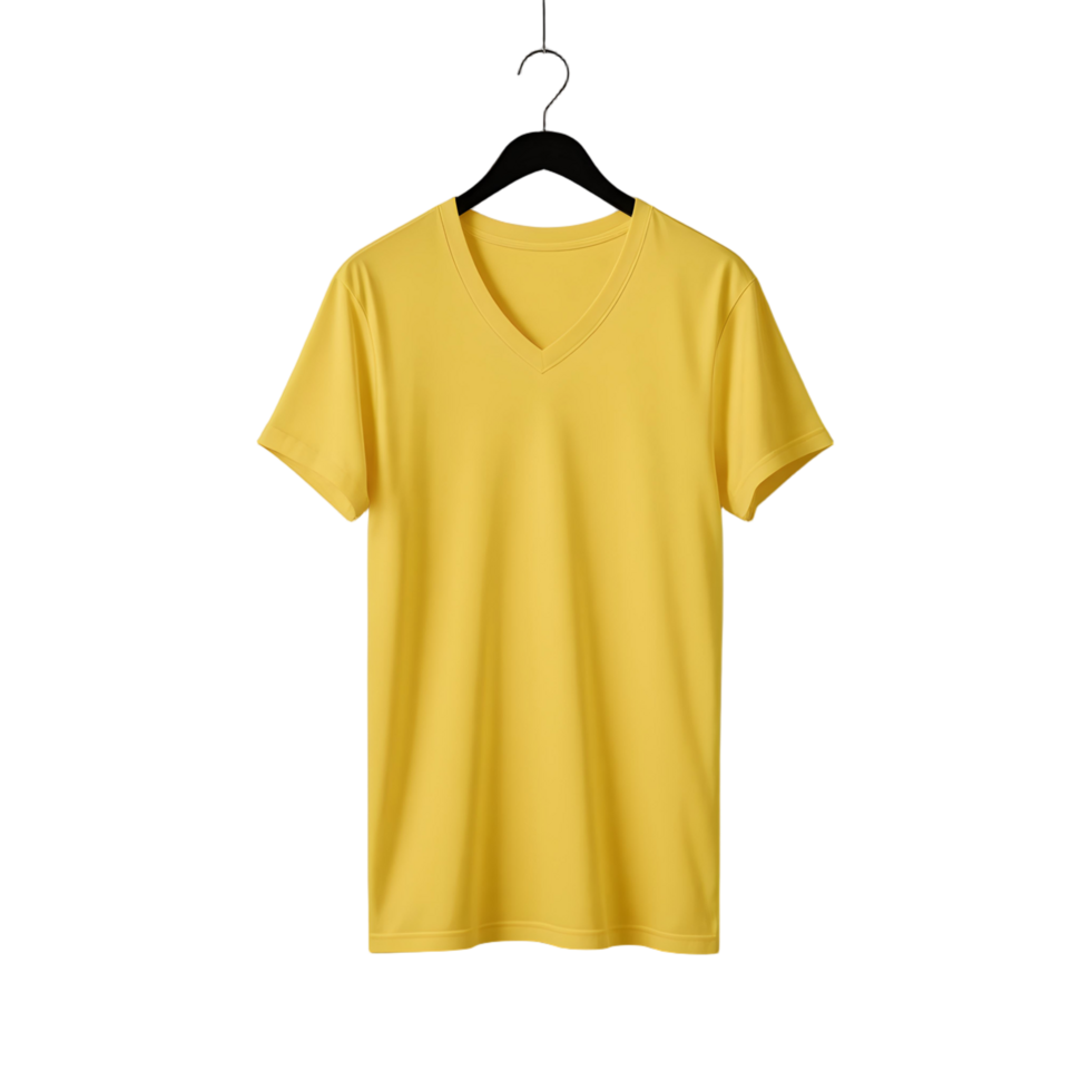 Yellow v-neck t-shirt mockup png