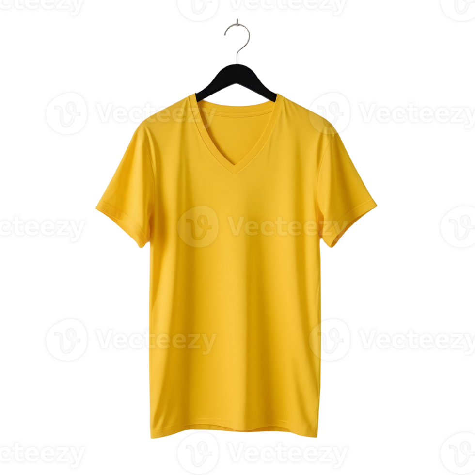 Yellow v-neck t-shirt mockup png
