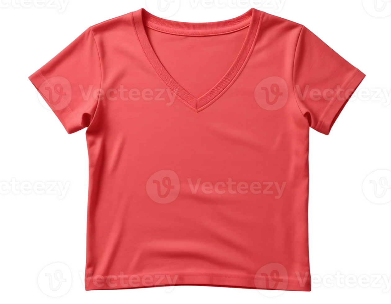 A women's red v - neck t - shirt png