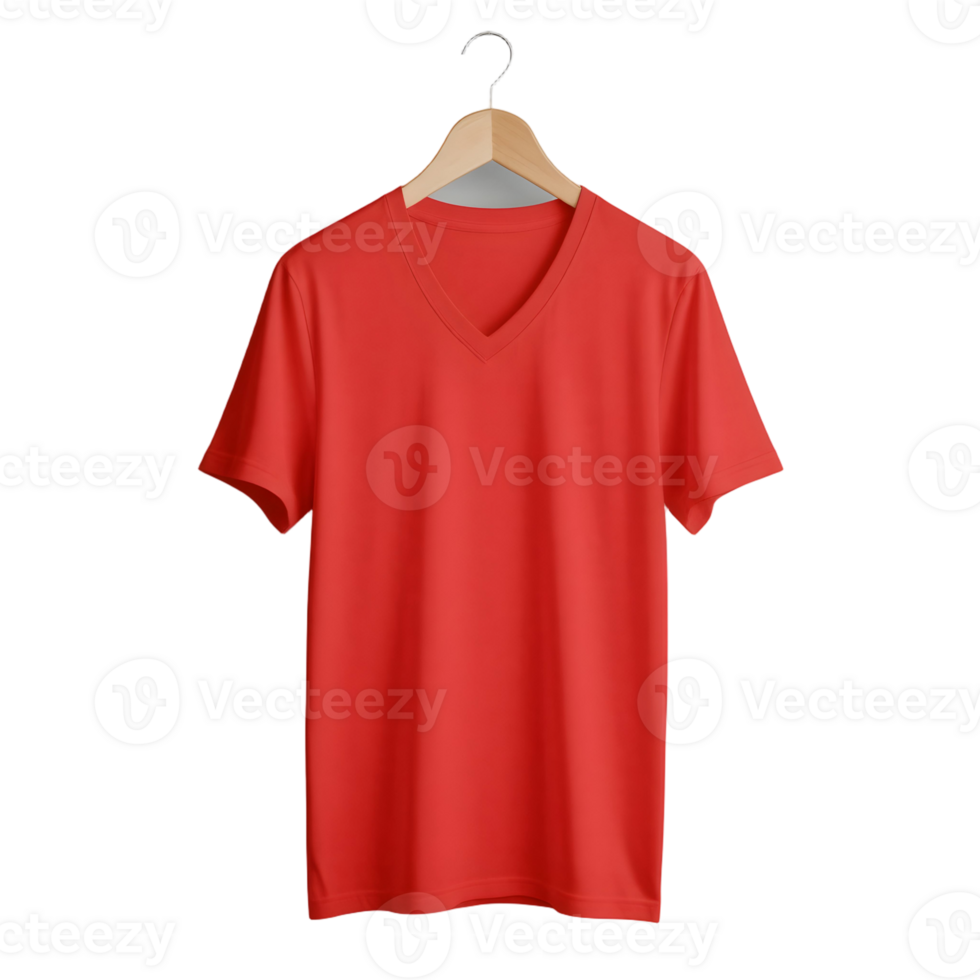 Red v - neck t - shirt on a hanger png