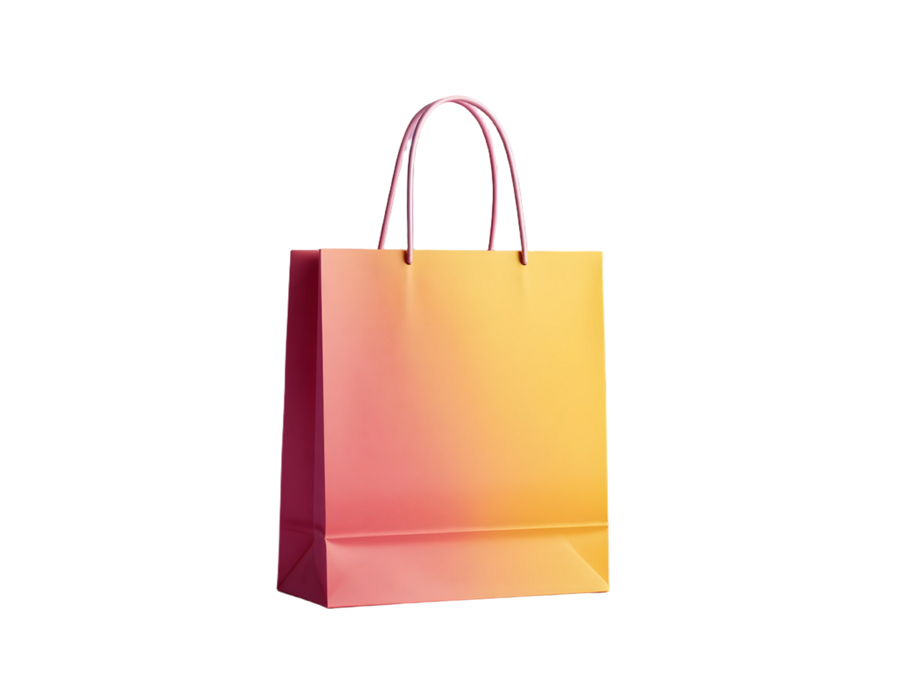 A pink and yellow paper bag on a black background png