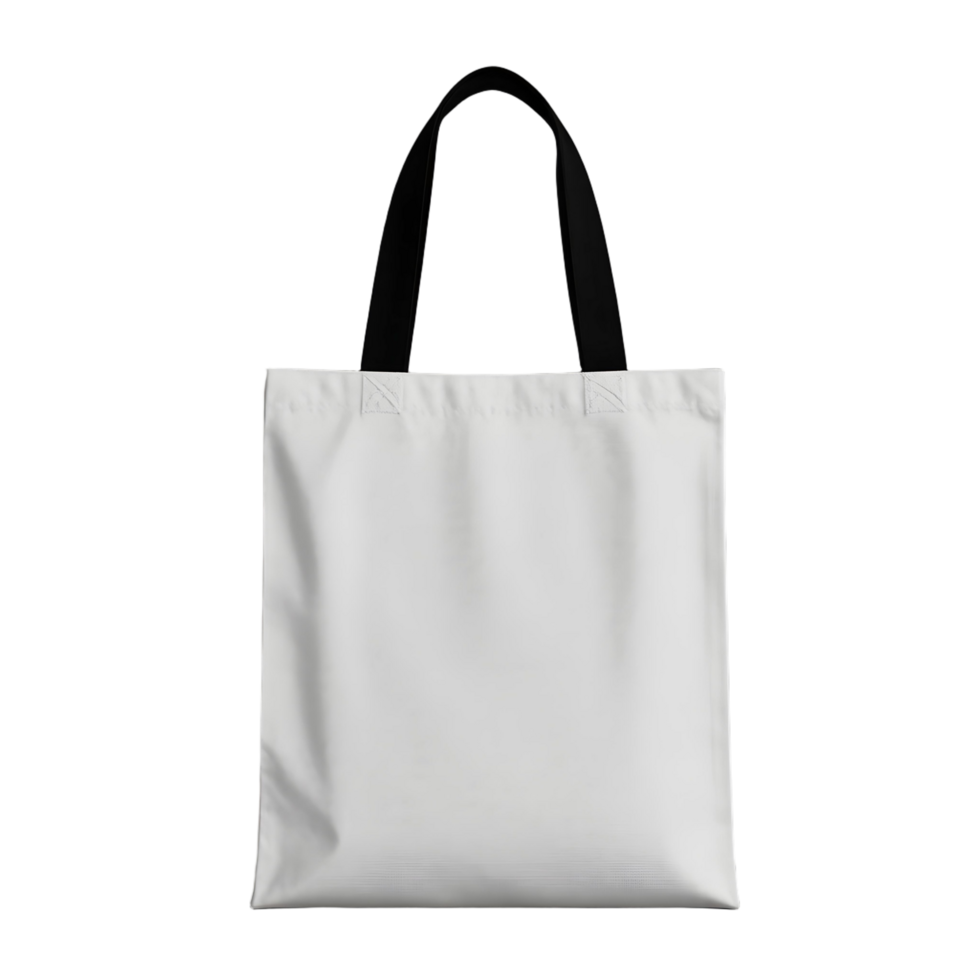 A white tote bag with black handles png