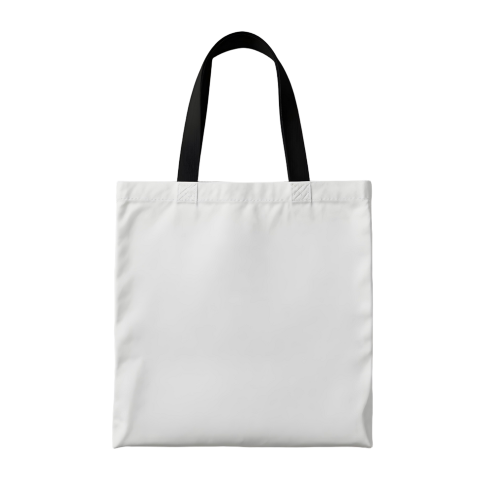 A white tote bag with black handles png
