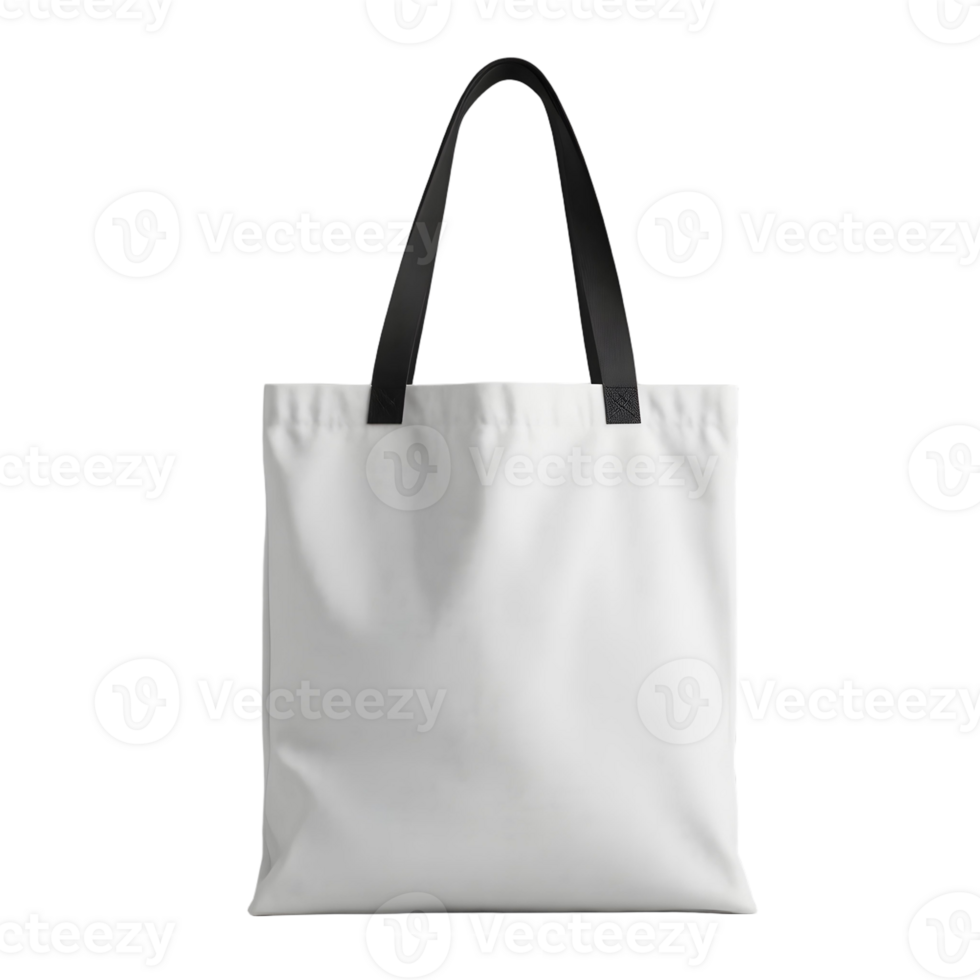 A white tote bag with black handles png