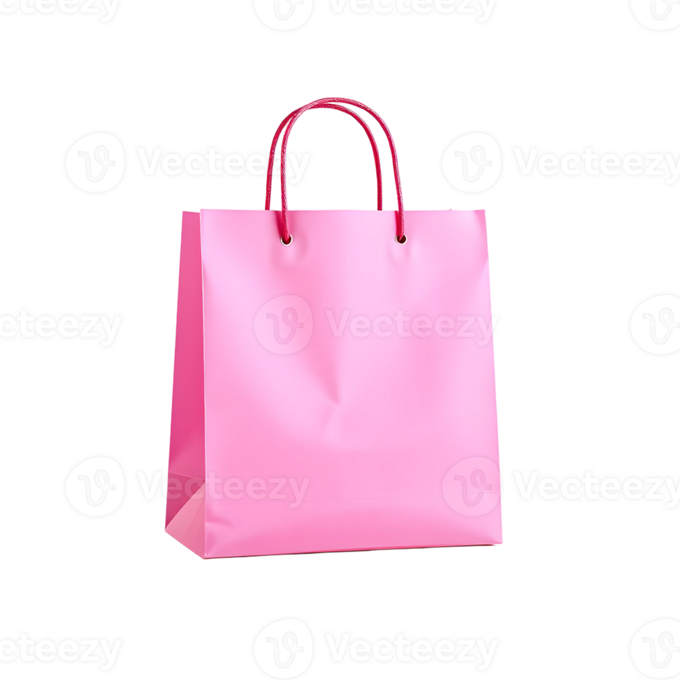 Pink shopping bag with handles on a black background png