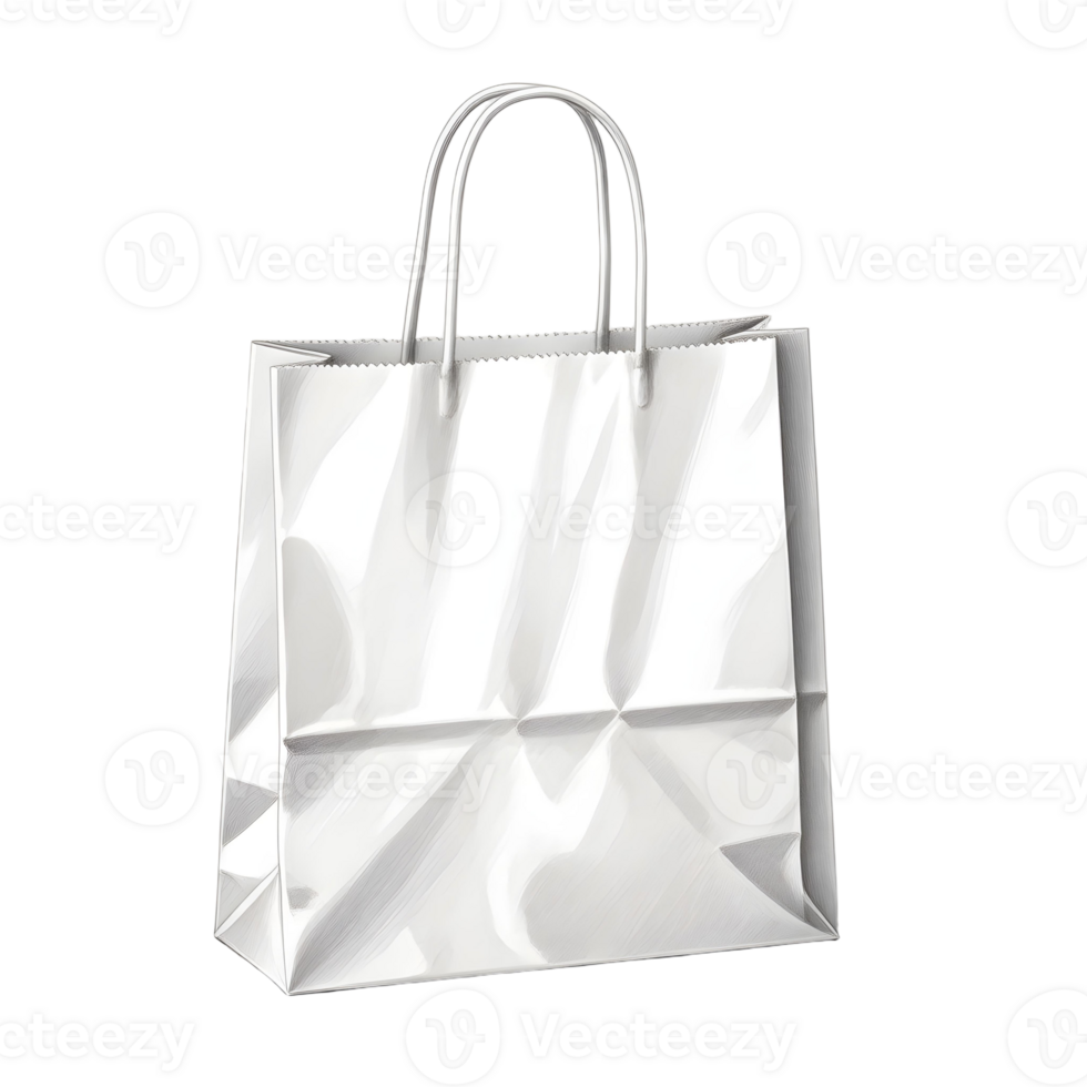 White paper bag with handles on a black background png