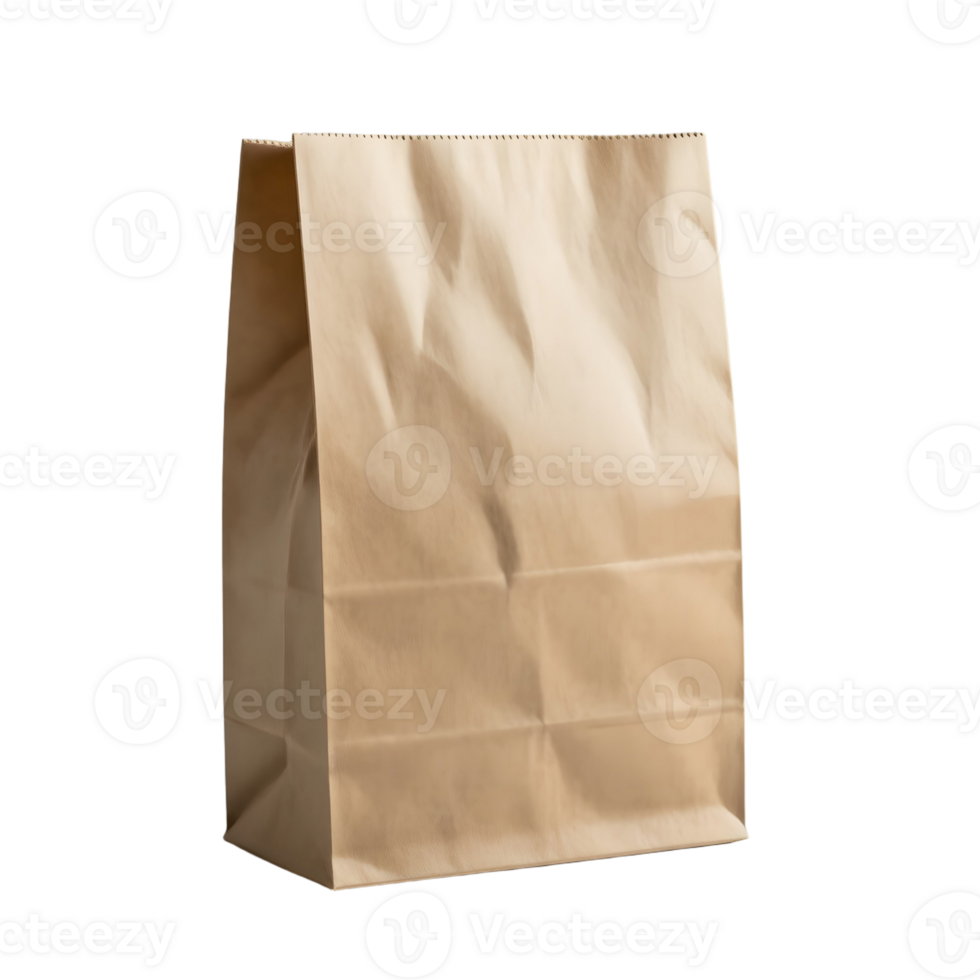 Brown paper bag isolated on black background png