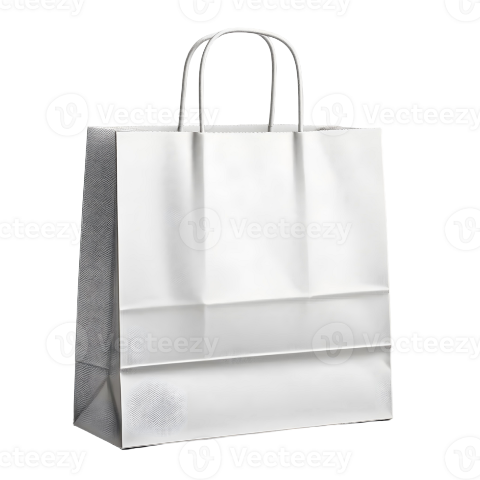 White paper bag with handles png