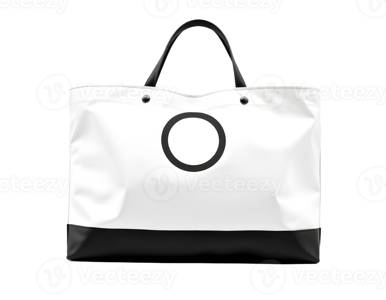 A white and black tote bag with the letter o png