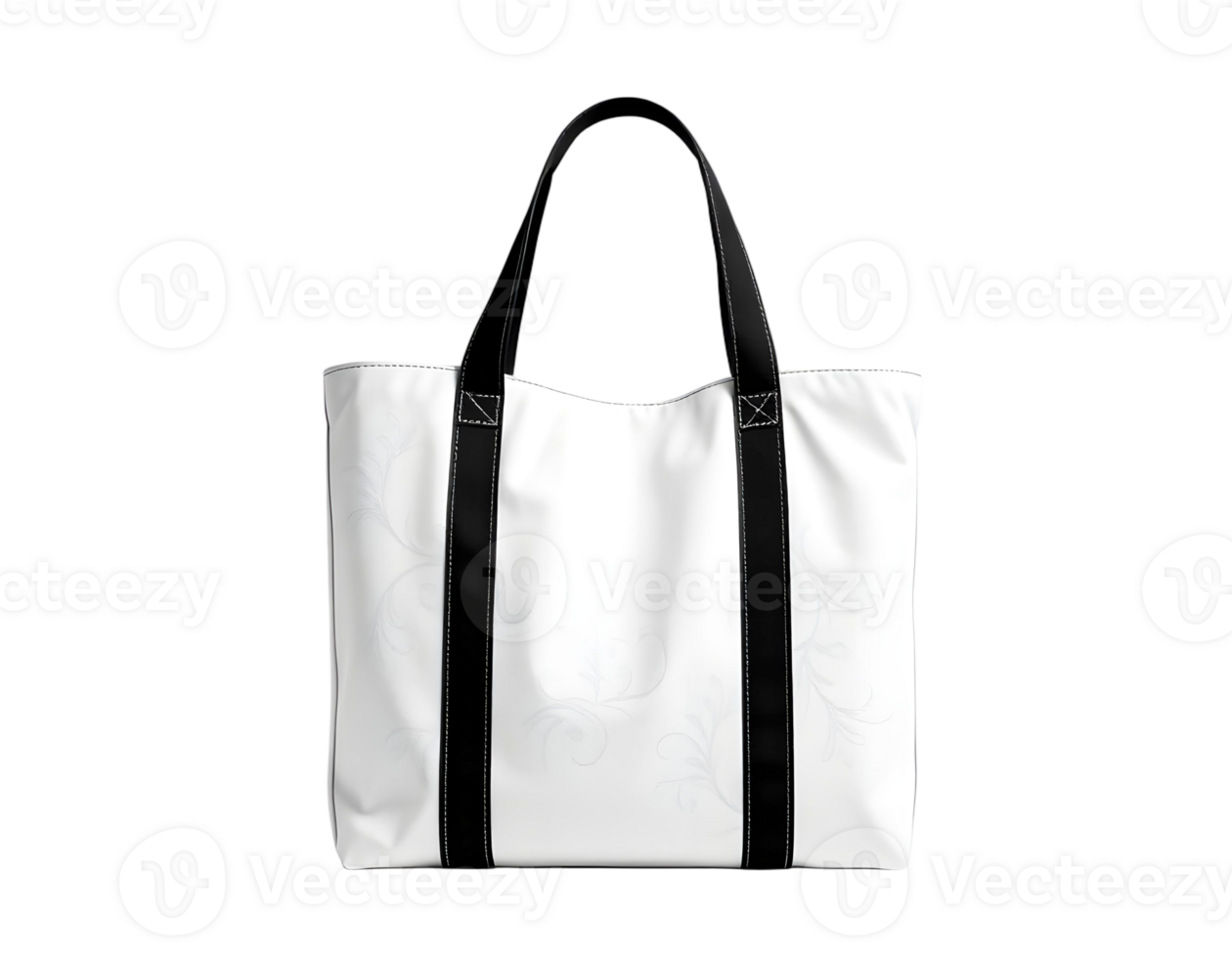 A white tote bag with black handles png