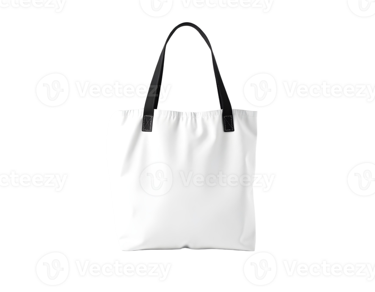 A white tote bag with black handles png