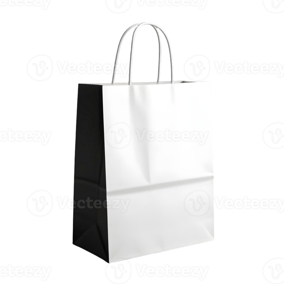 A white paper bag on a black background png