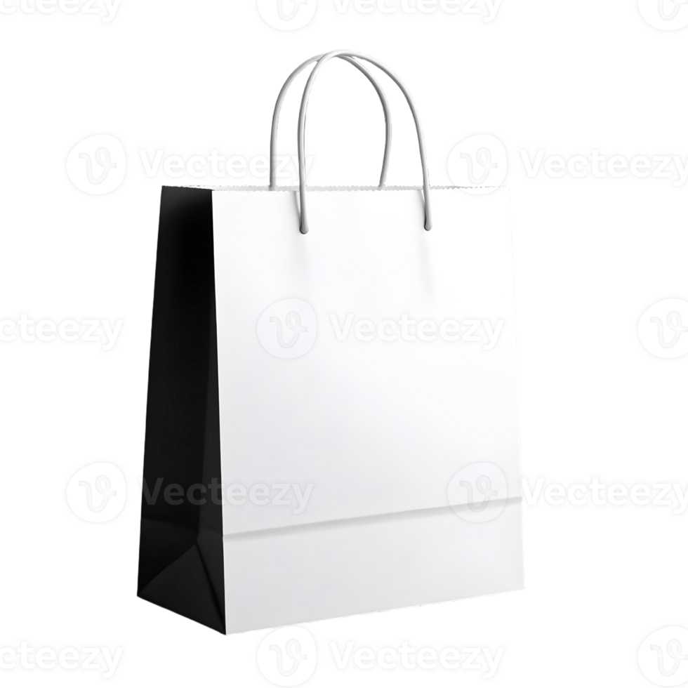 White paper bag with handles on a black background png