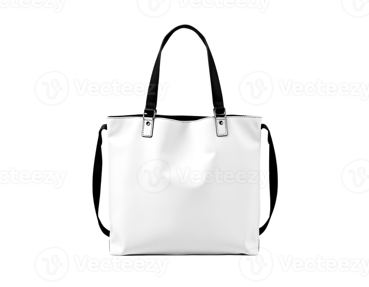 A white tote bag with black handles png