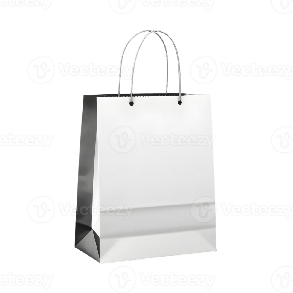 A white paper bag on a black background png