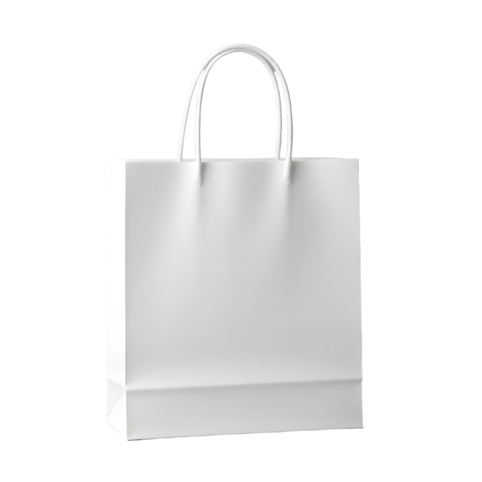 White paper bag with handles on a black background png