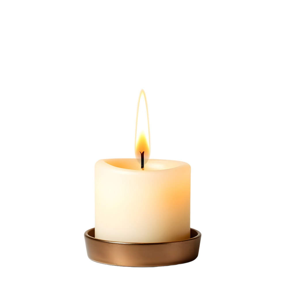 A single candle is lit on a black background png