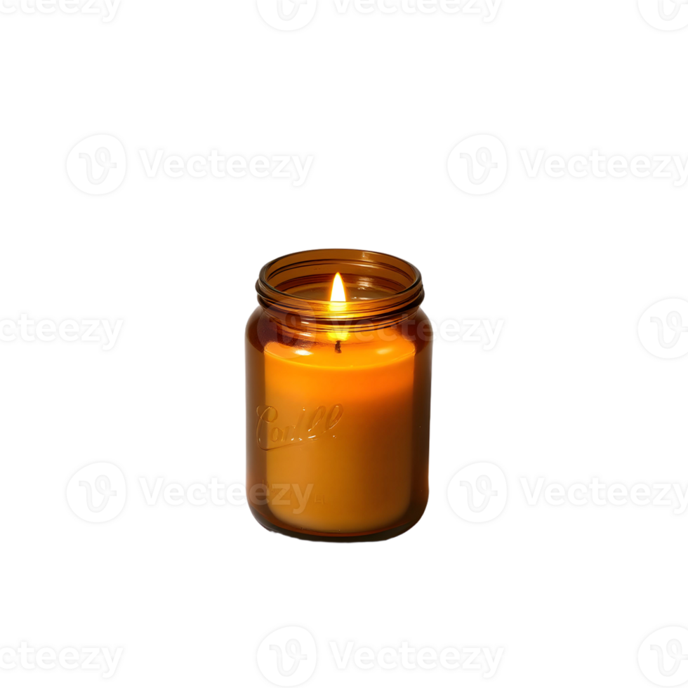 A candle in a mason jar on a black background png