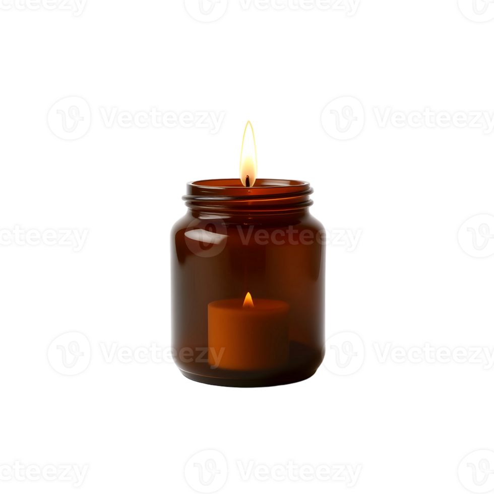 A glass jar with a candle in it png