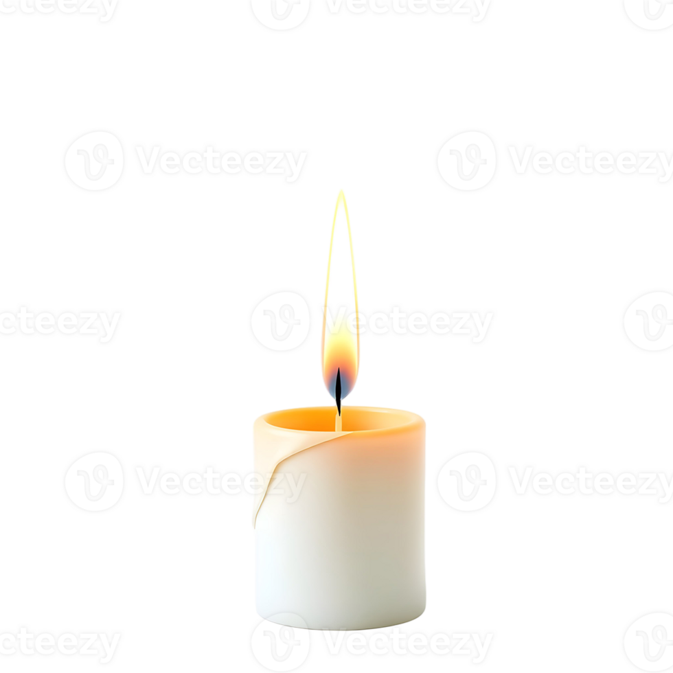 A single white candle is lit on a black background png