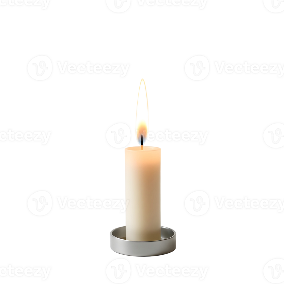 A single candle is lit on a black background png