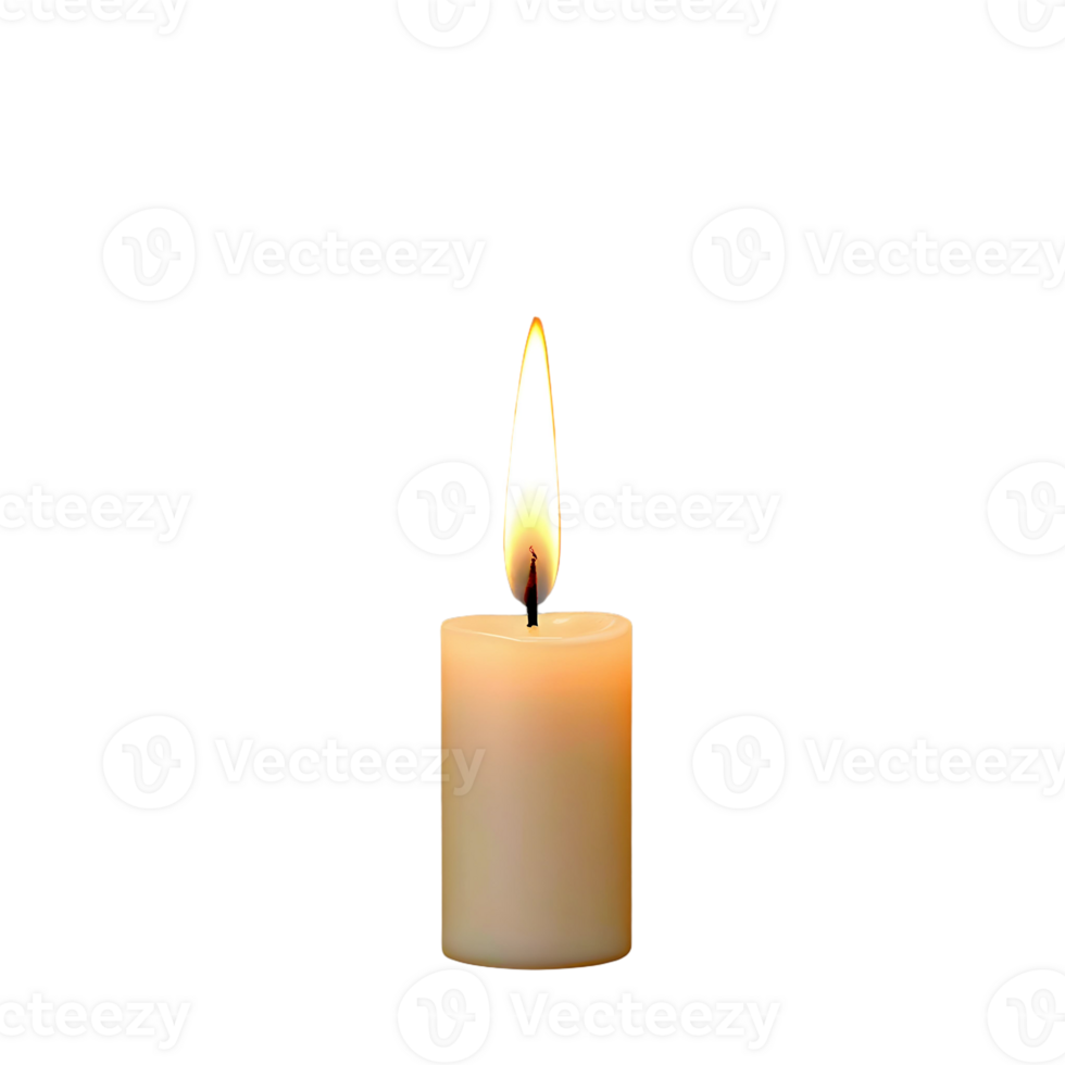 A single white candle is lit on a black background png
