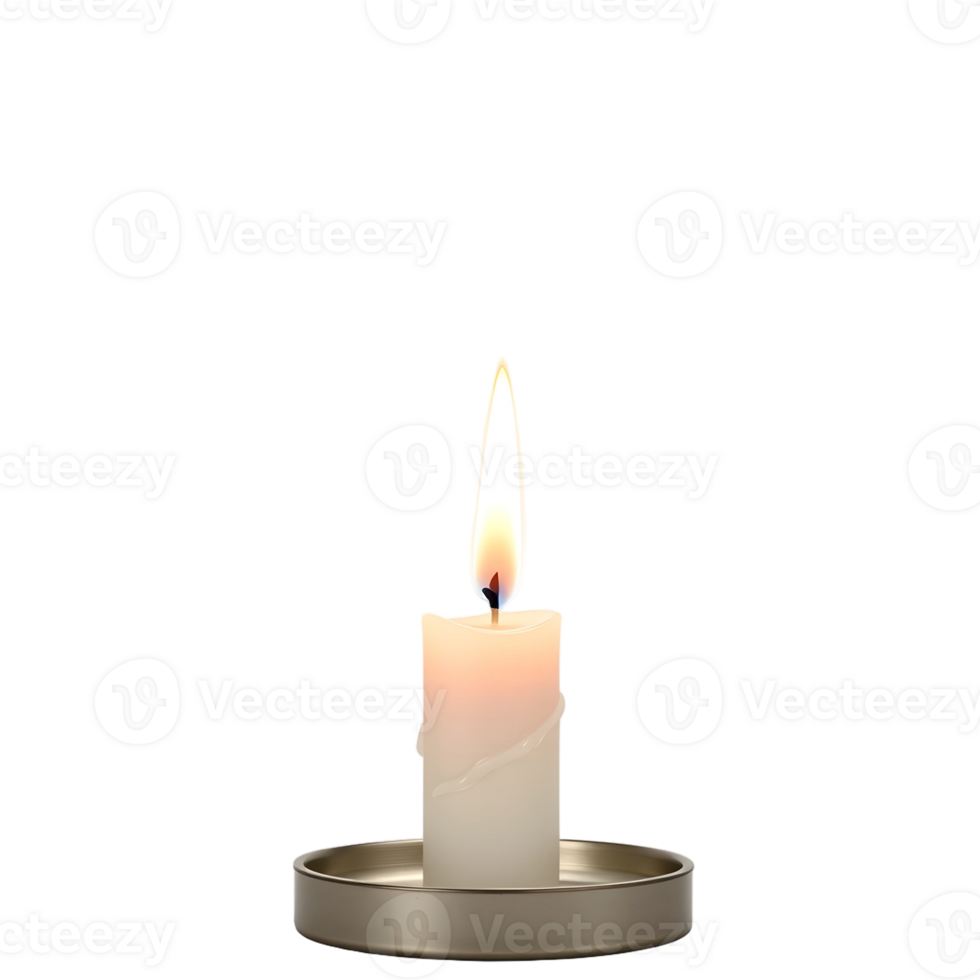 A single candle is lit on a black background png