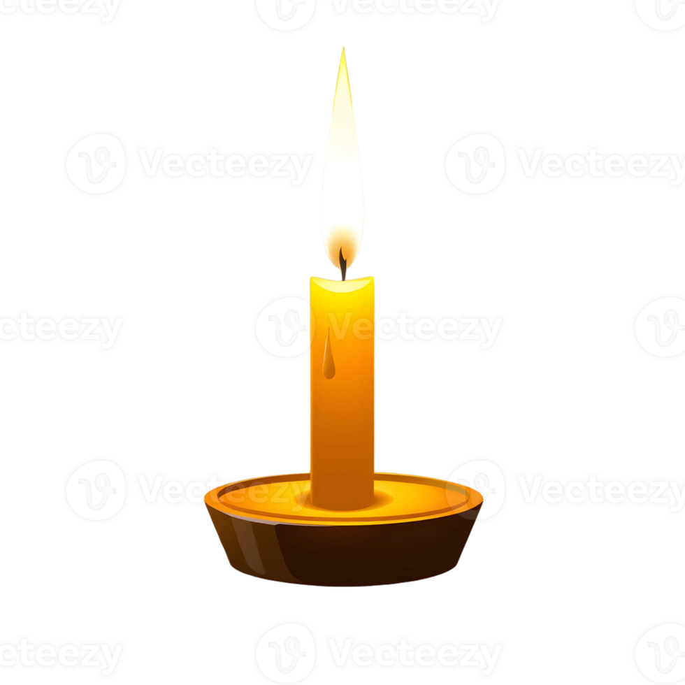 A single candle is lit on a black background png