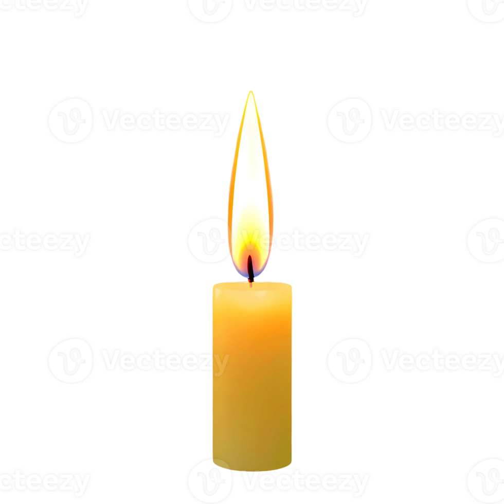 A single yellow candle is lit on a black background png