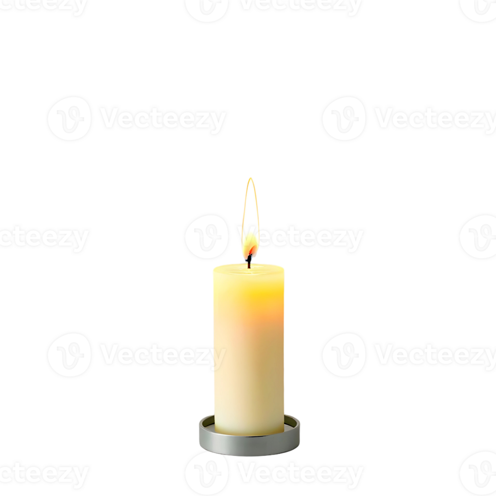 A single candle is lit on a black background png