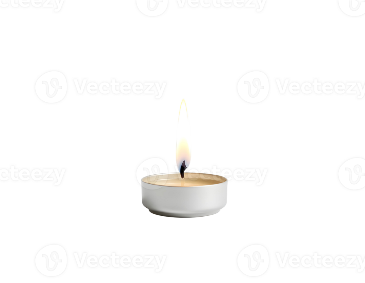 A single candle is lit in a white bowl png