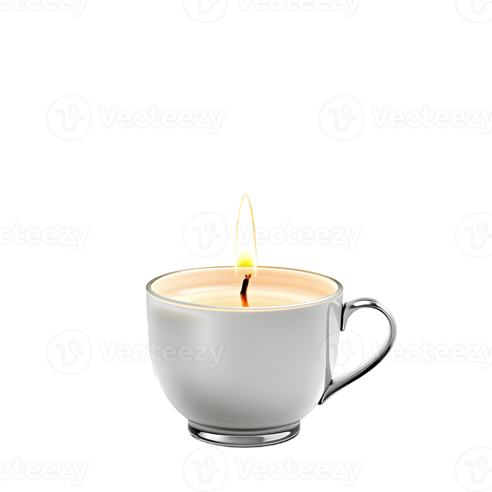A candle is lit in a cup on a black background png