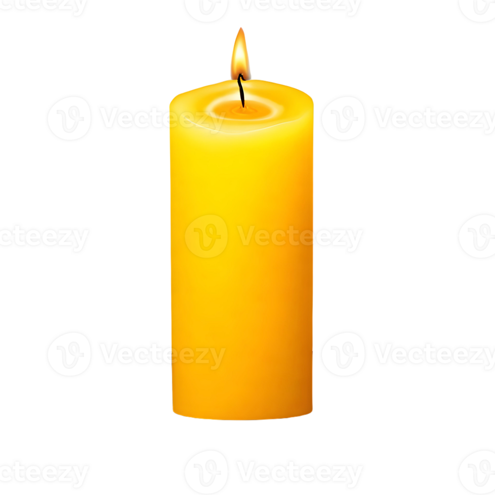 A yellow candle is lit on a black background png