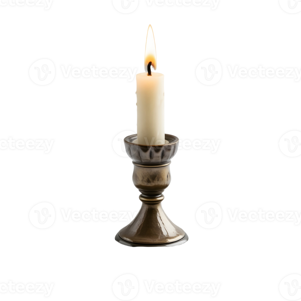 A single candle is lit on a black background png