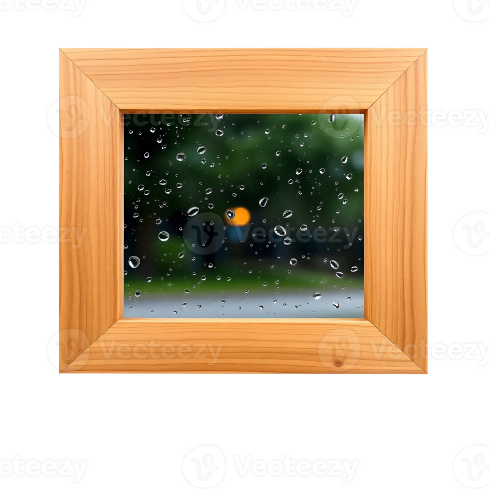 A wooden frame with raindrops on it png
