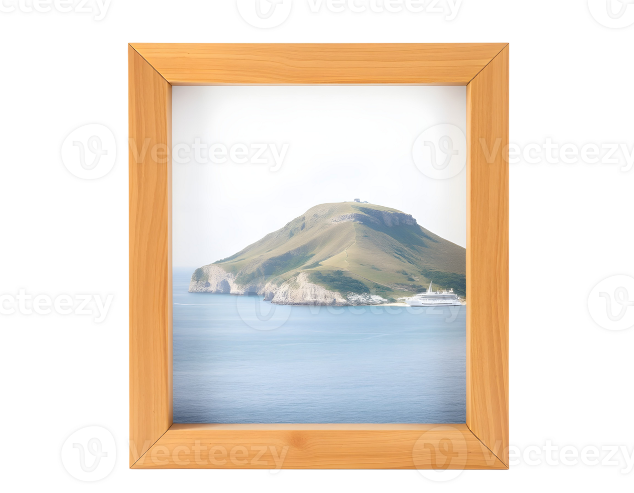 A picture frame with a view of a small island png
