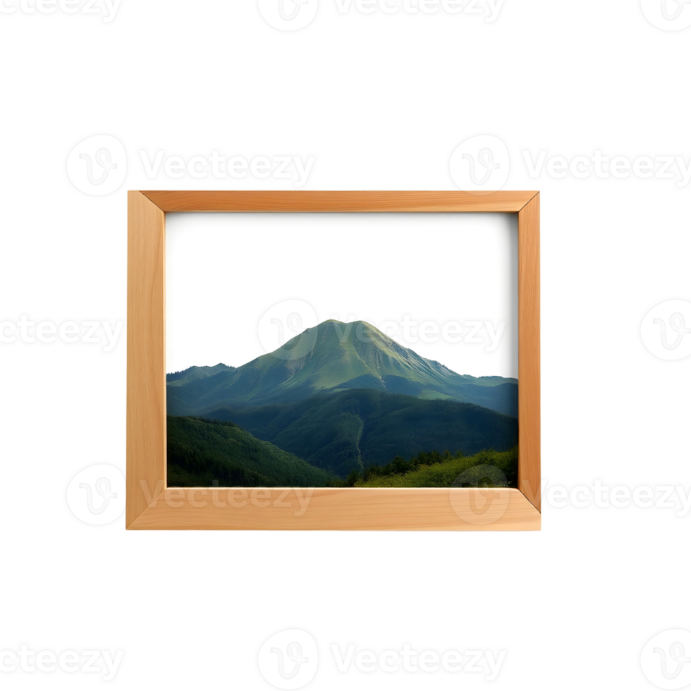 Mountain view in a wooden frame png
