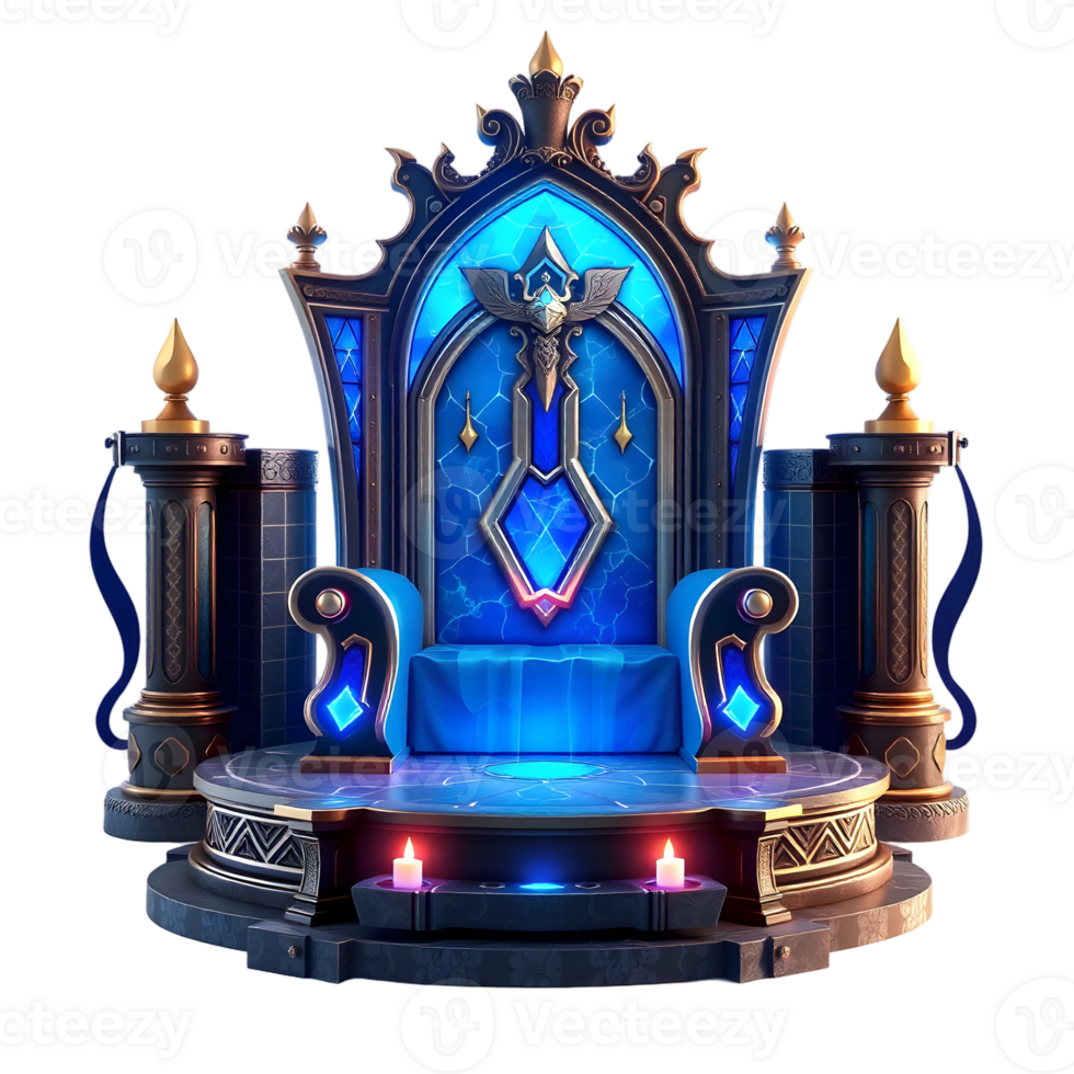 The throne is lit up with blue lights png