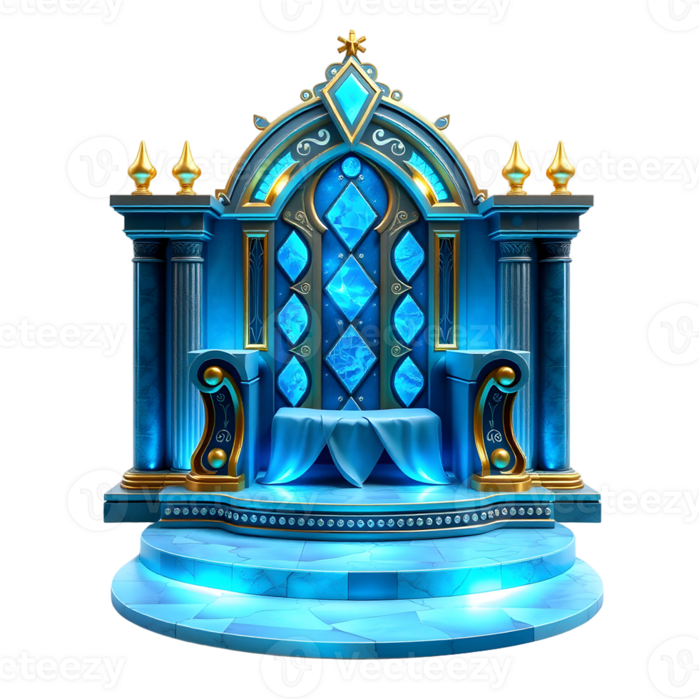 A blue throne with a blue light on it png